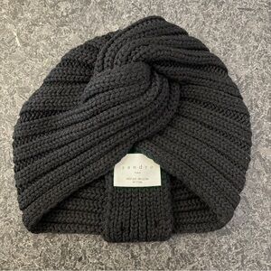 Sandro Black Knit Turban Beanie 100% Wool